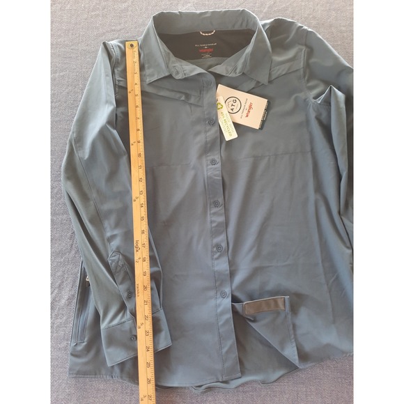 Wrangler Men ATG Mixed Material Vent Shirt StormCloud UV Protection Large NWT - Picture 5 of 9